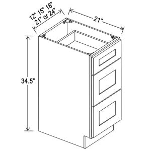 VANITY DRAWER CABINETS 21"D - 3 DRAWERS