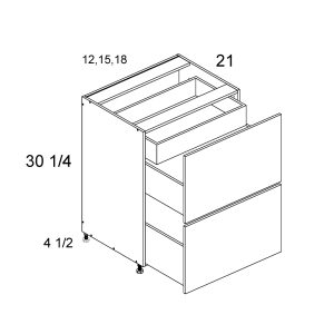Palermo Gloss White Blum Two Drawer with One Inner Drawer Base Cabinet