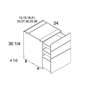 Palermo Gloss White altamax Two Drawer with One Inner Drawer Base Cabinet