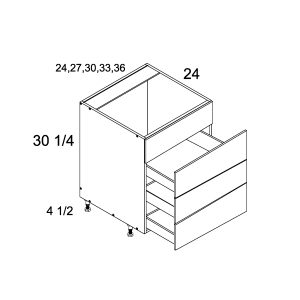 Palermo Gloss White Blum Three Drawer Desk Base Cabinet