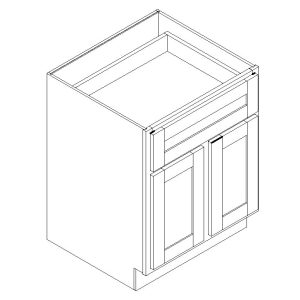 Double Door Base Cabinet - 1/2 Overlay Rubberwood Shaker