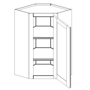 Corner Wall Cabinet - 1/2 Overlay Rubberwood Shaker