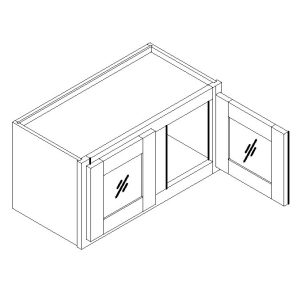 Unfinished Rubberwood Glass Prepped Wall Bridge Cabinet