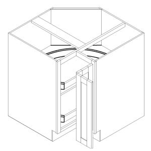 Lazy Susan Base Cabinet  - 1/2 Overlay Rubberwood Shaker