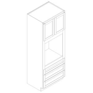 Single Oven Cabinet- 24 in Deep - 1/2 Overlay Rubberwood Shaker