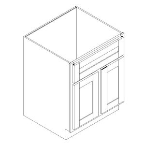 Sink Base Cabinet  - 1/2 Overlay Rubberwood Shaker