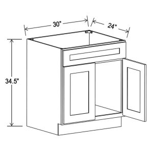 Sink Base Cabinet  - 1/2 Overlay Rubberwood Shaker