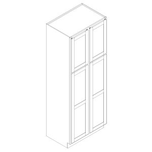 Double Door Utility / Pantry Cabinet-24 in Deep - 1/2 Overlay Rubberwood Shaker