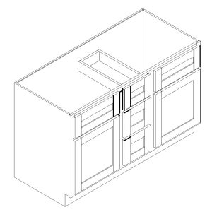 Unfinished Rubberwood Vanity Double Sink Base - 21 in deep