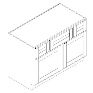 Vanity Sink Base - 21 in deep - 1/2 Overlay Rubberwood Shaker