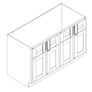 Vanity Sink Base - 21 in deep - 1/2 Overlay Rubberwood Shaker