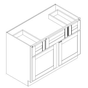 Double Bowl Vanity Base - 21 in Deep - 1/2 Overlay Rubberwood Shaker