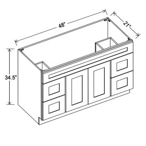 VANITY COMBO CABINETS 21"D - 2 DOORS 4 SIDE DRAWERS 1 FALSE DRAWER