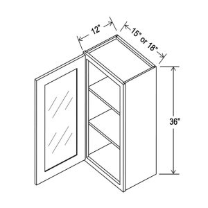 WALL GLASS CABINETS 36"H - 1 ROUTED DOOR